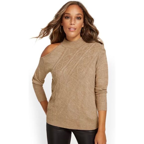 NY&Co Cable-Knit Cut-Out Pullover Sweater - Picture 1 of 12